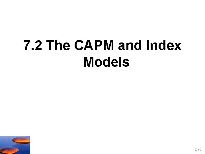 7. 2 The CAPM and Index Models 7 -19 