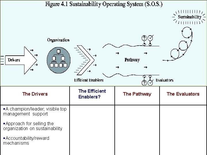 The Drivers §A champion/leader; visible top management support §Approach for selling the organization on