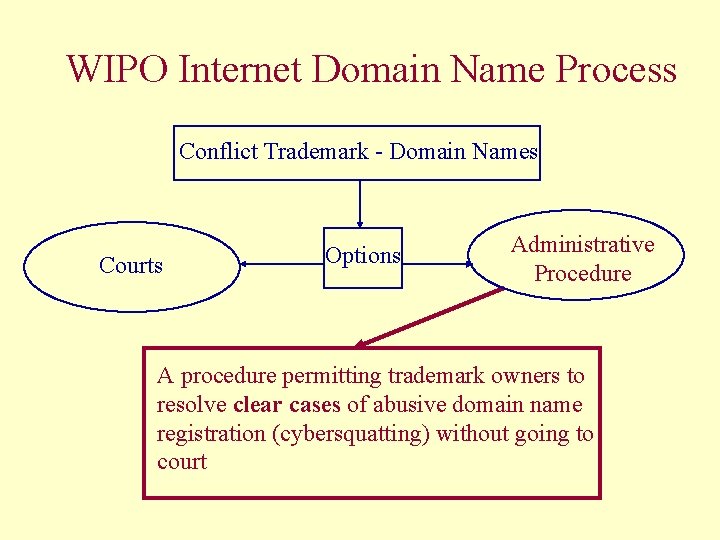 WIPO Internet Domain Name Process Conflict Trademark - Domain Names Courts Options Administrative Procedure