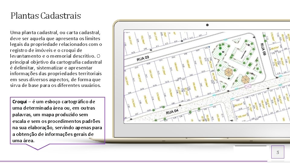 Plantas Cadastrais Uma planta cadastral, ou carta cadastral, deve ser aquela que apresenta os