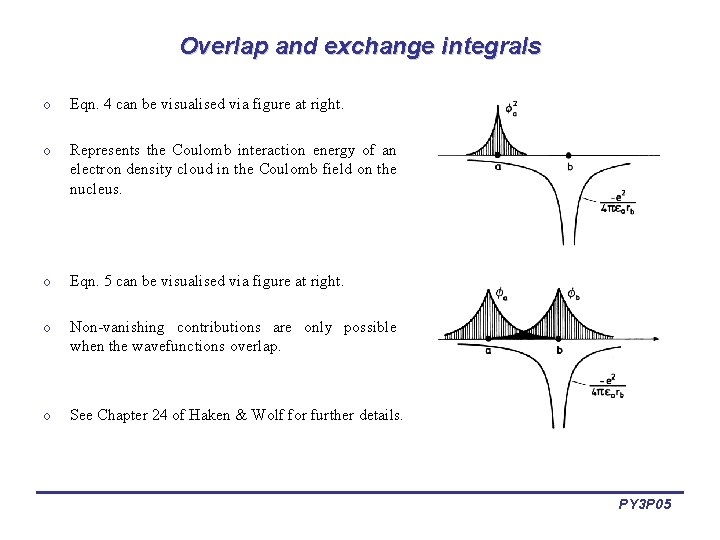 Overlap and exchange integrals o Eqn. 4 can be visualised via figure at right.
