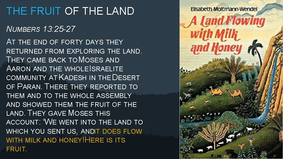 THE FRUIT OF THE LAND NUMBERS 13: 25 -27 AT THE END OF FORTY
