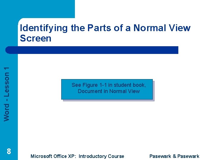 Word - Lesson 1 Identifying the Parts of a Normal View Screen 8 See