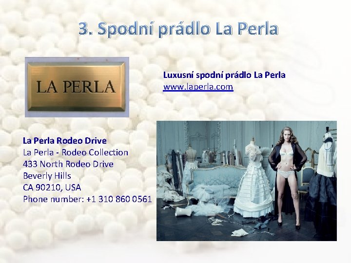 3. Spodní prádlo La Perla Luxusní spodní prádlo La Perla www. laperla. com La