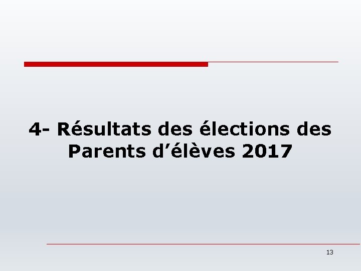 4 - Résultats des élections des Parents d’élèves 2017 13 