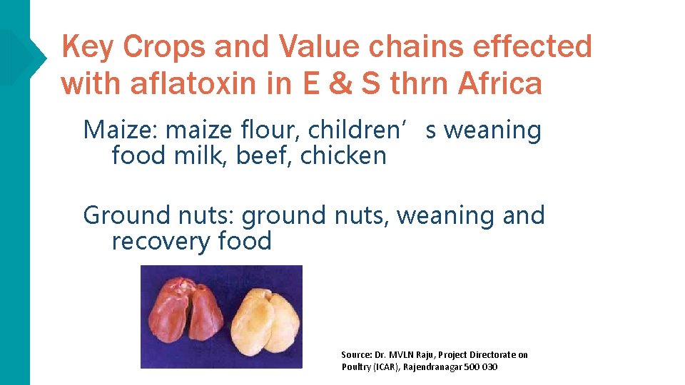 Key Crops and Value chains effected with aflatoxin in E & S thrn Africa