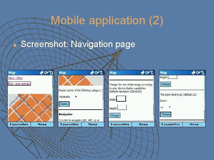 Mobile application (2) l Screenshot: Navigation page 