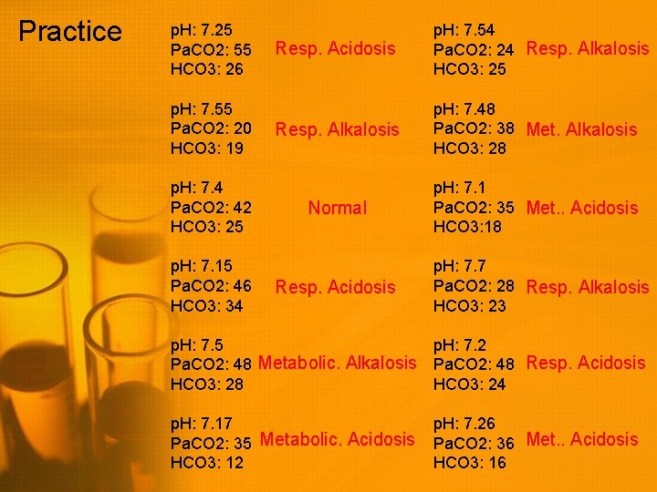 Practice p. H: 7. 25 Pa. CO 2: 55 HCO 3: 26 p. H: