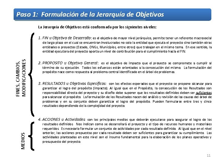 Paso 1: Formulación de la Jerarquía de Objetivos La Jerarquía de Objetivos está conformada