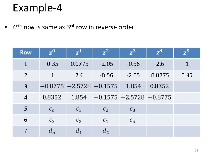 Example-4 • 4 rth row is same as 3 rd row in reverse order