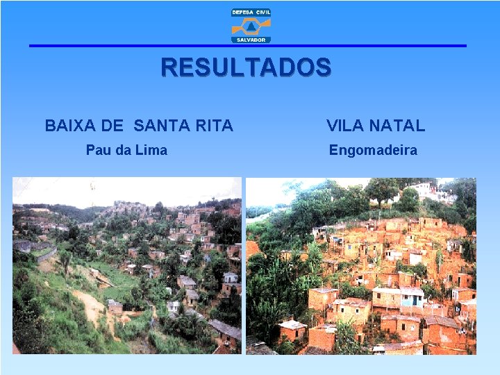 RESULTADOS BAIXA DE SANTA RITA Pau da Lima VILA NATAL Engomadeira 