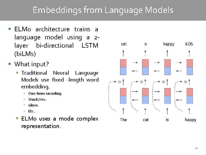 Embeddings from Language Models § ELMo architecture trains a language model using a 2