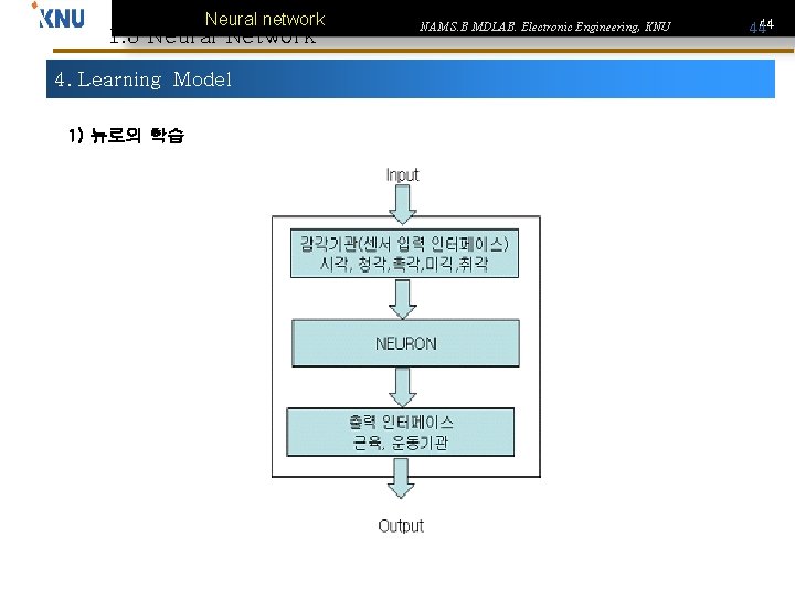Neural network 1. 3 Neural Network 4. Learning Model 1) 뉴로의 학습 NAM S.