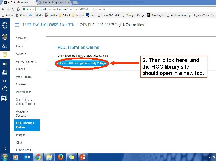 2. Then click here, and the HCC library site should open in a new