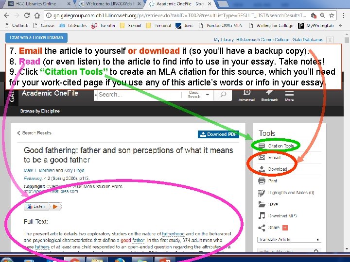 7. Email the article to yourself or download it (so you’ll have a backup