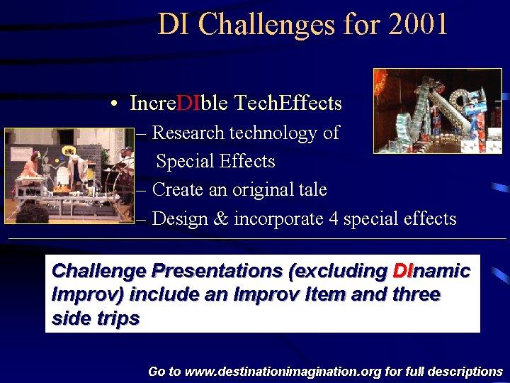 DI Challenges for 2001 • Incre. DIble Tech. Effects – Research technology of Special