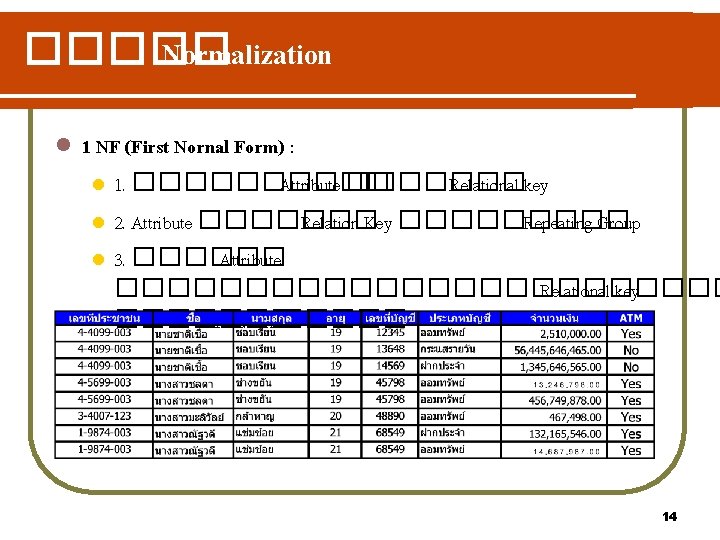 ����� Normalization l 1 NF (First Nornal Form) : l l l 1. �����