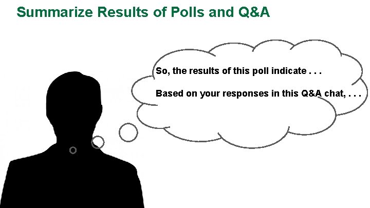 Summarize Results of Polls and Q&A So, the results of this poll indicate. .