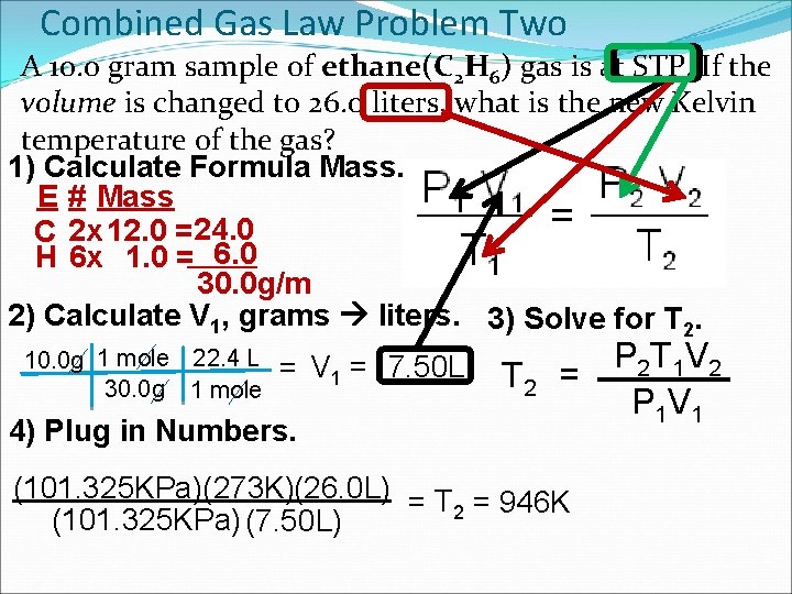 Combined Gas Law Problem Two A 10. 0 gram sample of ethane(C 2 H