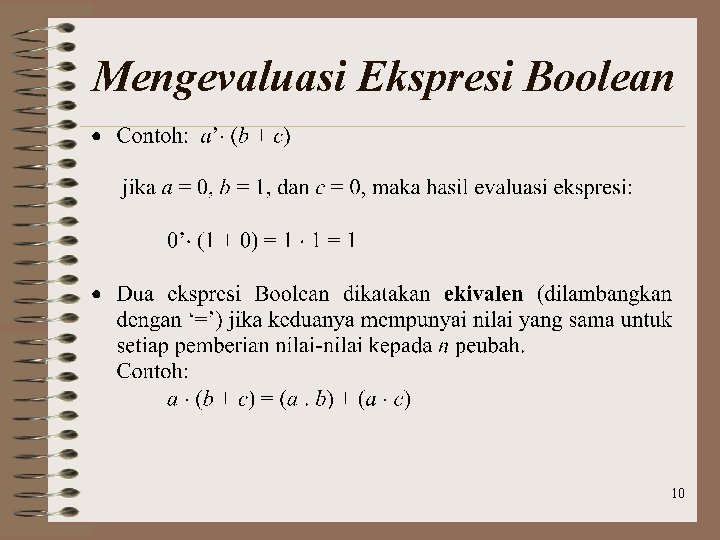 Mengevaluasi Ekspresi Boolean 10 