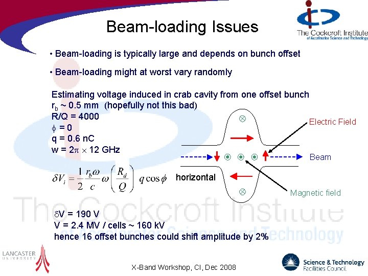 Beam-loading Issues • Beam-loading is typically large and depends on bunch offset • Beam-loading