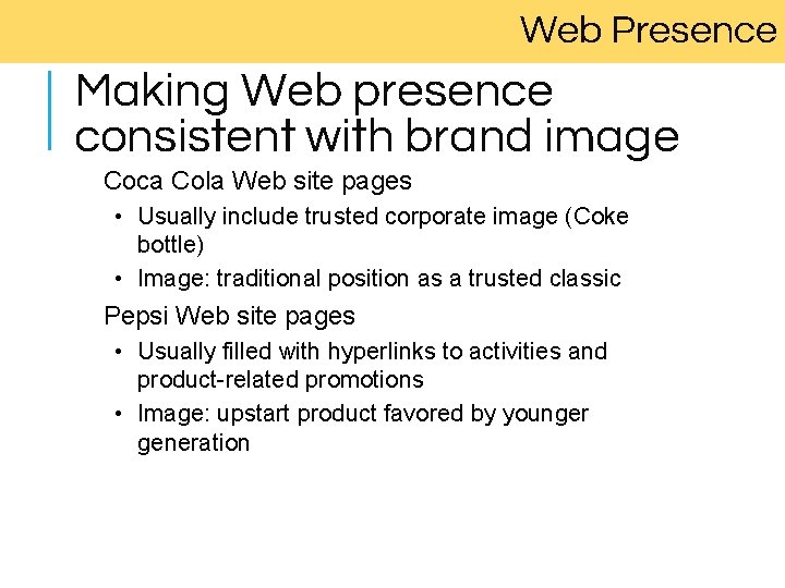 Web Presence Making Web presence consistent with brand image Coca Cola Web site pages