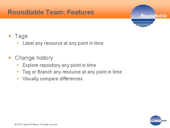 Roundtable Team: Features § Tags • Label any resource at any point in time
