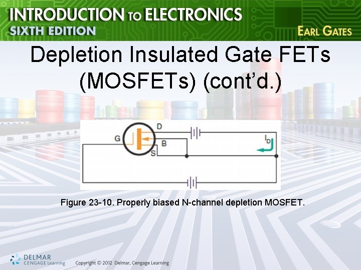 Depletion Insulated Gate FETs (MOSFETs) (cont’d. ) Figure 23 -10. Properly biased N-channel depletion