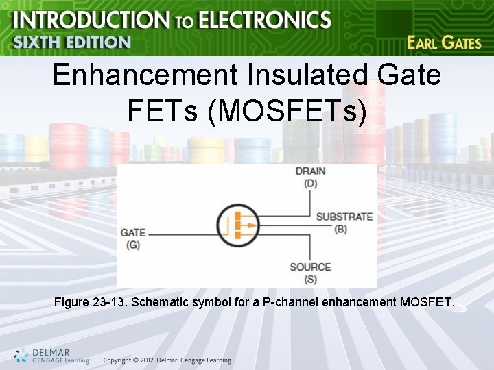 Enhancement Insulated Gate FETs (MOSFETs) Figure 23 -13. Schematic symbol for a P-channel enhancement