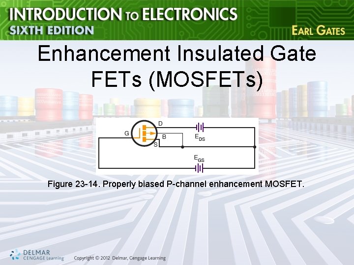 Enhancement Insulated Gate FETs (MOSFETs) Figure 23 -14. Properly biased P-channel enhancement MOSFET. 