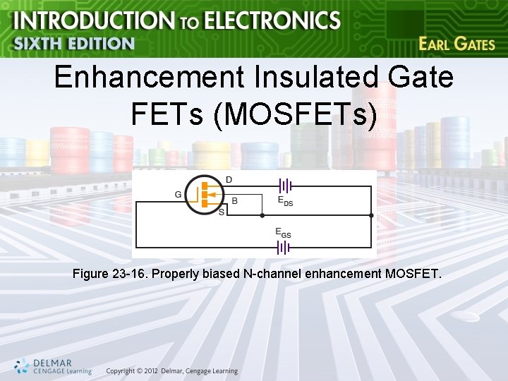 Enhancement Insulated Gate FETs (MOSFETs) Figure 23 -16. Properly biased N-channel enhancement MOSFET. 