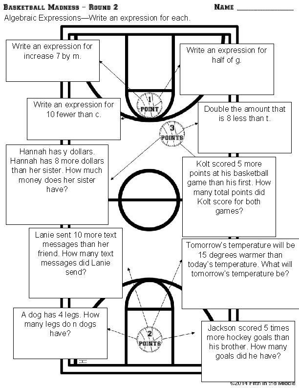 Algebraic Expressions—Write an expression for each. Write an expression for increase 7 by m. Algebraic Expressions—Write an expression for each. Write an expression for increase 7 by m.