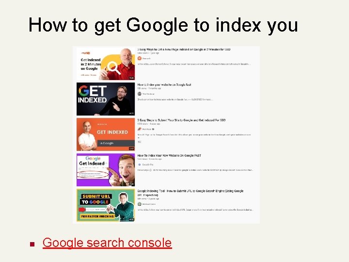 How to get Google to index you n Google search console 