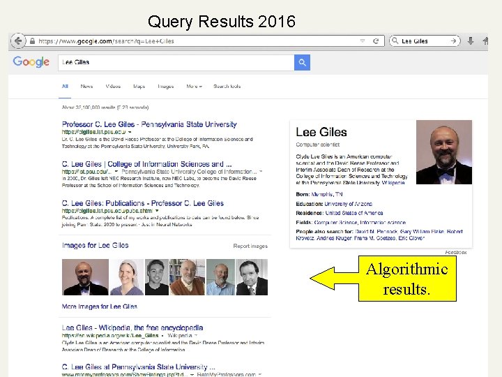 Query Results 2016 Algorithmic results. 