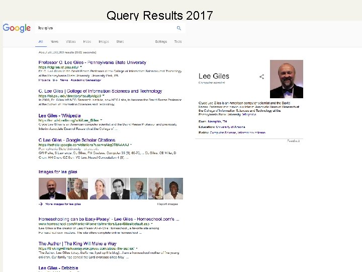 Query Results 2017 Algorithmic results. 
