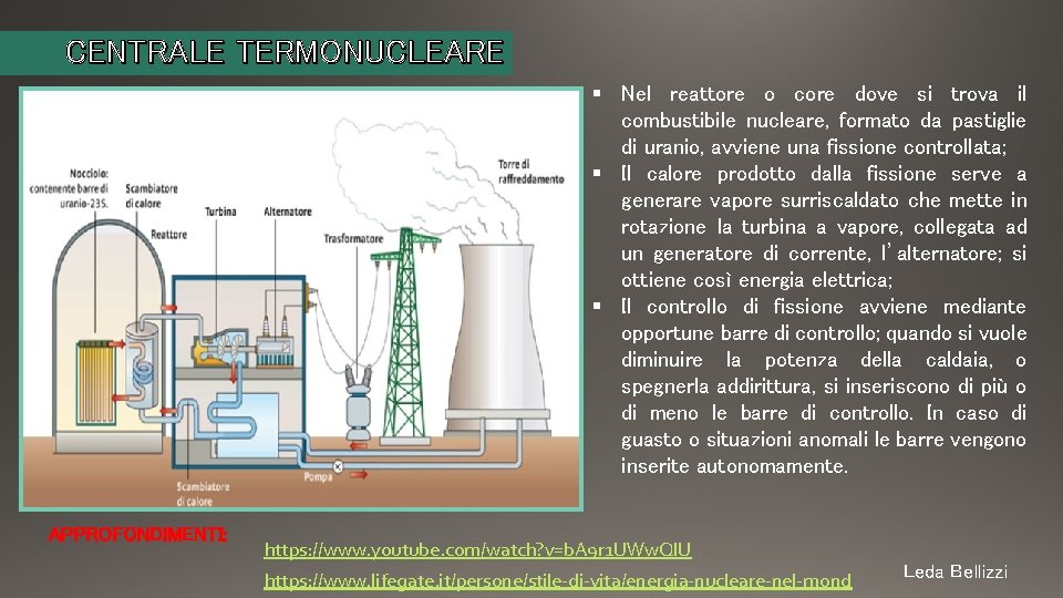 CENTRALE TERMONUCLEARE § Nel reattore o core dove si trova il combustibile nucleare, formato CENTRALE TERMONUCLEARE § Nel reattore o core dove si trova il combustibile nucleare, formato