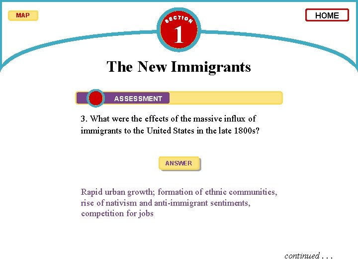 MAP 1 HOME The New Immigrants ASSESSMENT 3. What were the effects of the MAP 1 HOME The New Immigrants ASSESSMENT 3. What were the effects of the