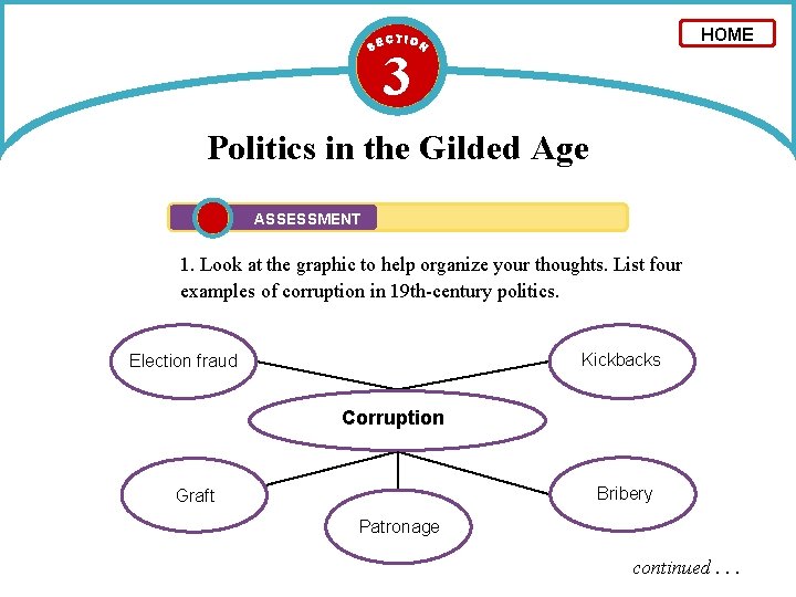 HOME 3 Politics in the Gilded Age ASSESSMENT 1. Look at the graphic to HOME 3 Politics in the Gilded Age ASSESSMENT 1. Look at the graphic to