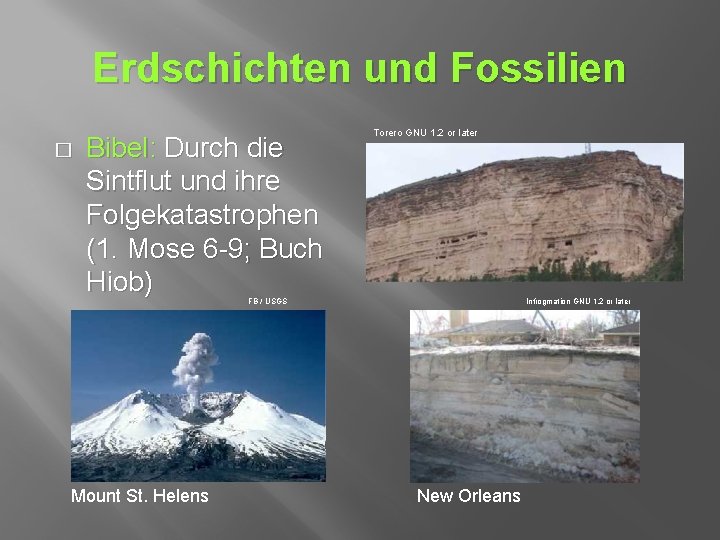 Erdschichten und Fossilien � Bibel: Durch die Sintflut und ihre Folgekatastrophen (1. Mose 6