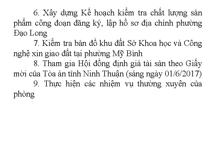 6. Xây dựng Kế hoạch kiểm tra chất lượng sản phẩm công đoạn đăng