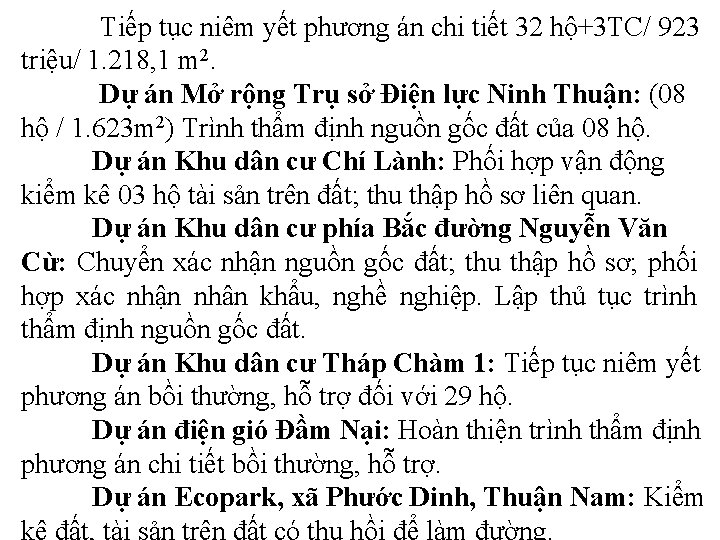 Tiếp tục niêm yết phương án chi tiết 32 hộ+3 TC/ 923 triệu/ 1.