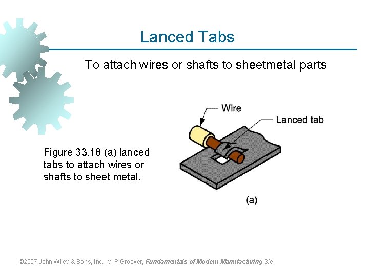 Lanced Tabs To attach wires or shafts to sheetmetal parts Figure 33. 18 (a)