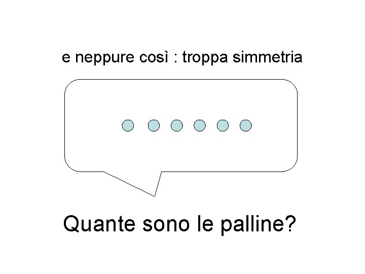 e neppure così : troppa simmetria Quante sono le palline? 