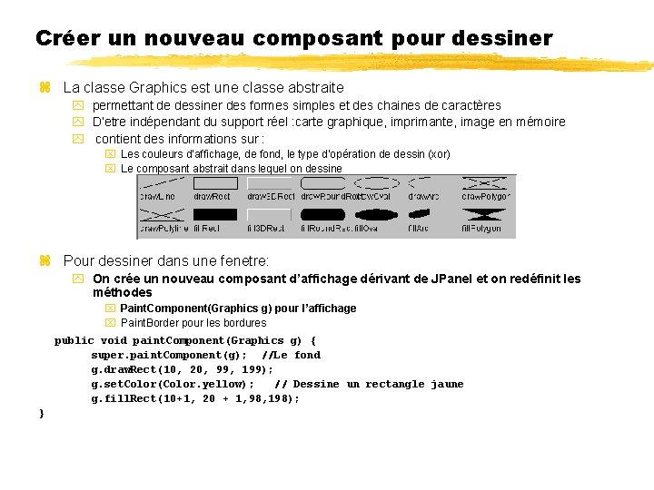 Créer un nouveau composant pour dessiner La classe Graphics est une classe abstraite permettant