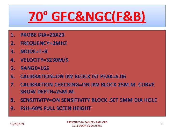 70° GFC&NGC(F&B) 1. 2. 3. 4. 5. 6. 7. PROBE DIA=20 X 20 FREQUENCY=2