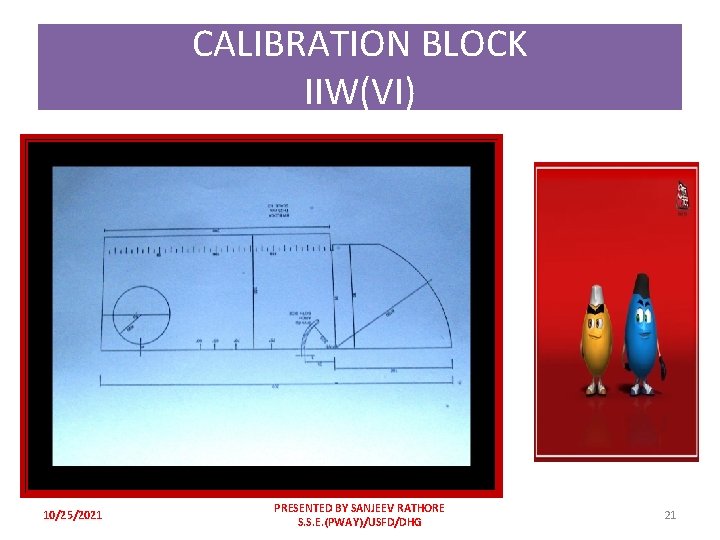CALIBRATION BLOCK IIW(VI) 10/25/2021 PRESENTED BY SANJEEV RATHORE S. S. E. (PWAY)/USFD/DHG 21 