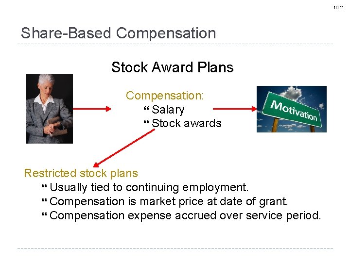 19 -2 Share-Based Compensation Stock Award Plans Compensation: } Salary } Stock awards Restricted