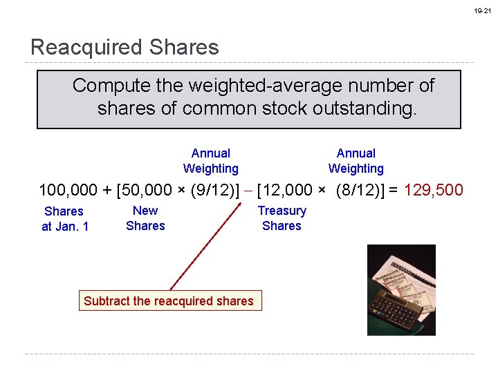 19 -21 Reacquired Shares Compute the weighted-average number of shares of common stock outstanding.