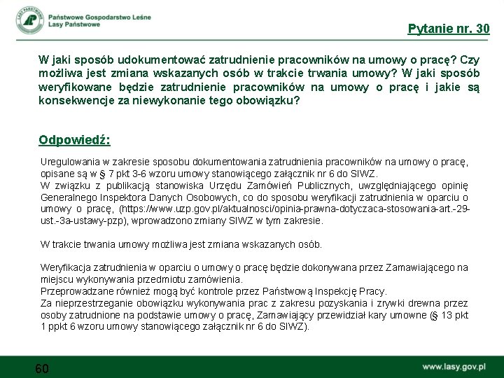 Pytanie nr. 30 W jaki sposób udokumentować zatrudnienie pracowników na umowy o pracę? Czy