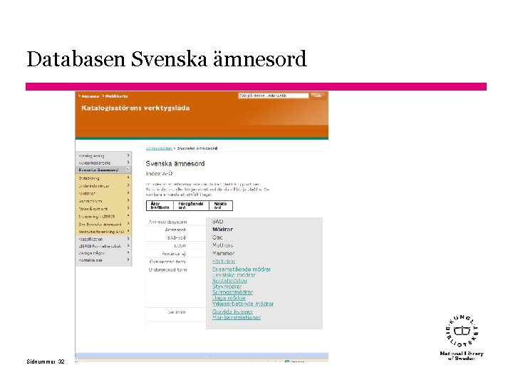 Databasen Svenska ämnesord Sidnummer 32 